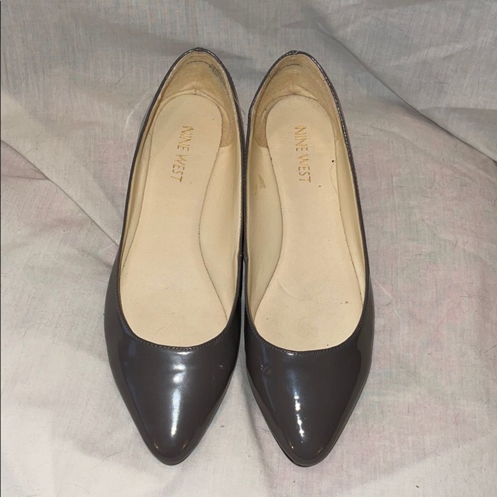 Nine West gray patent flats